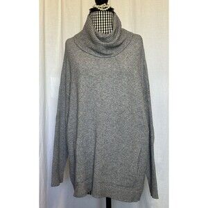 Cyrus Rayon Blend Tight Knit Gray Cowl Neck Dolman Sleeve Sweater w/Pockets L